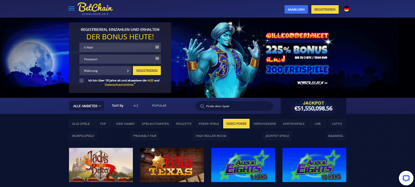 BetChain Casino homepage