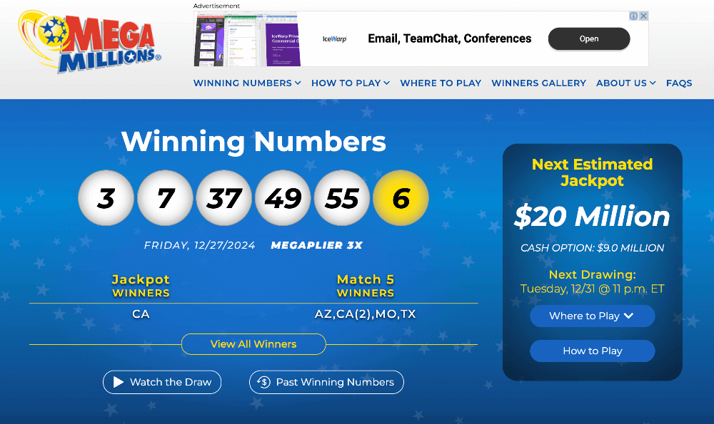 Mega Millions Homepage